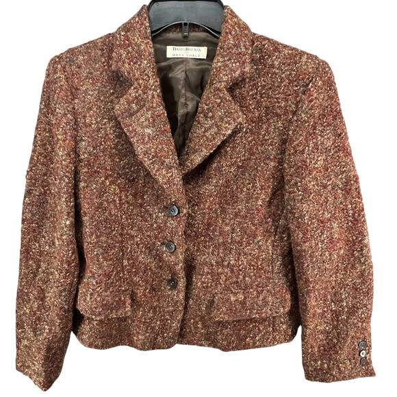 Barry Bricken Mark Shale Vintage Blazer Womens 8 Brown Multi Wool Classic Jacket - Picture 1 of 12